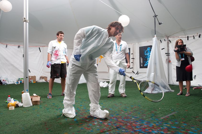Rafael Nadal works on his self-portrait. Photo Credit: Chris Cone Photography